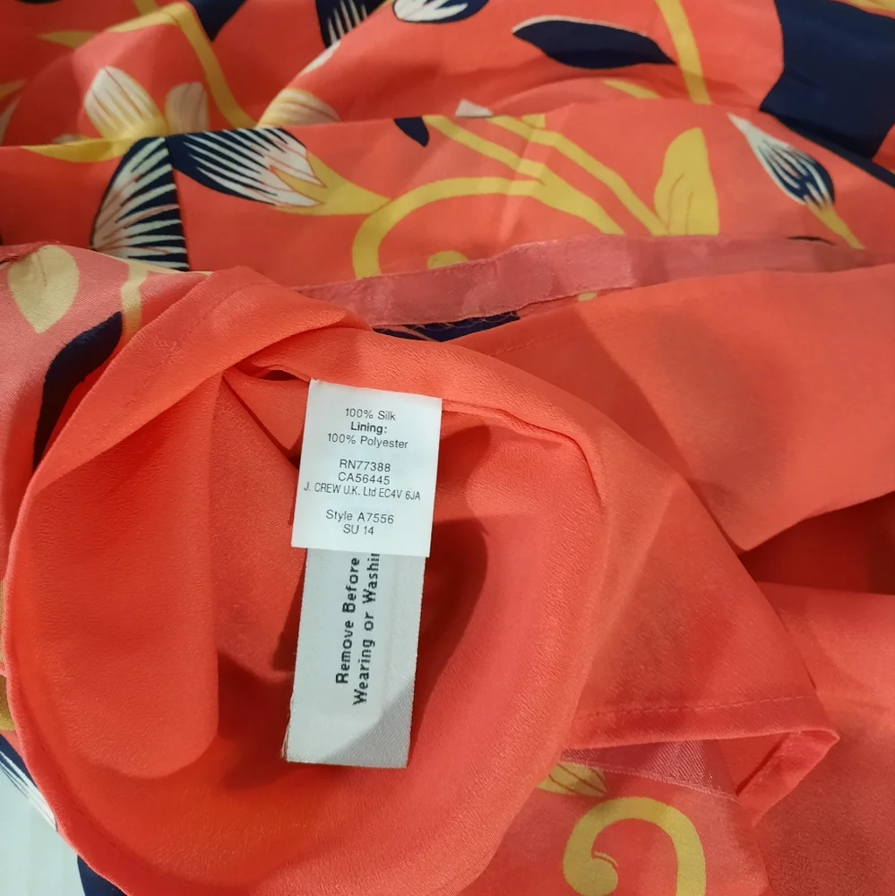 J Crew Silk Hibiscus Floral Twist Back Dress